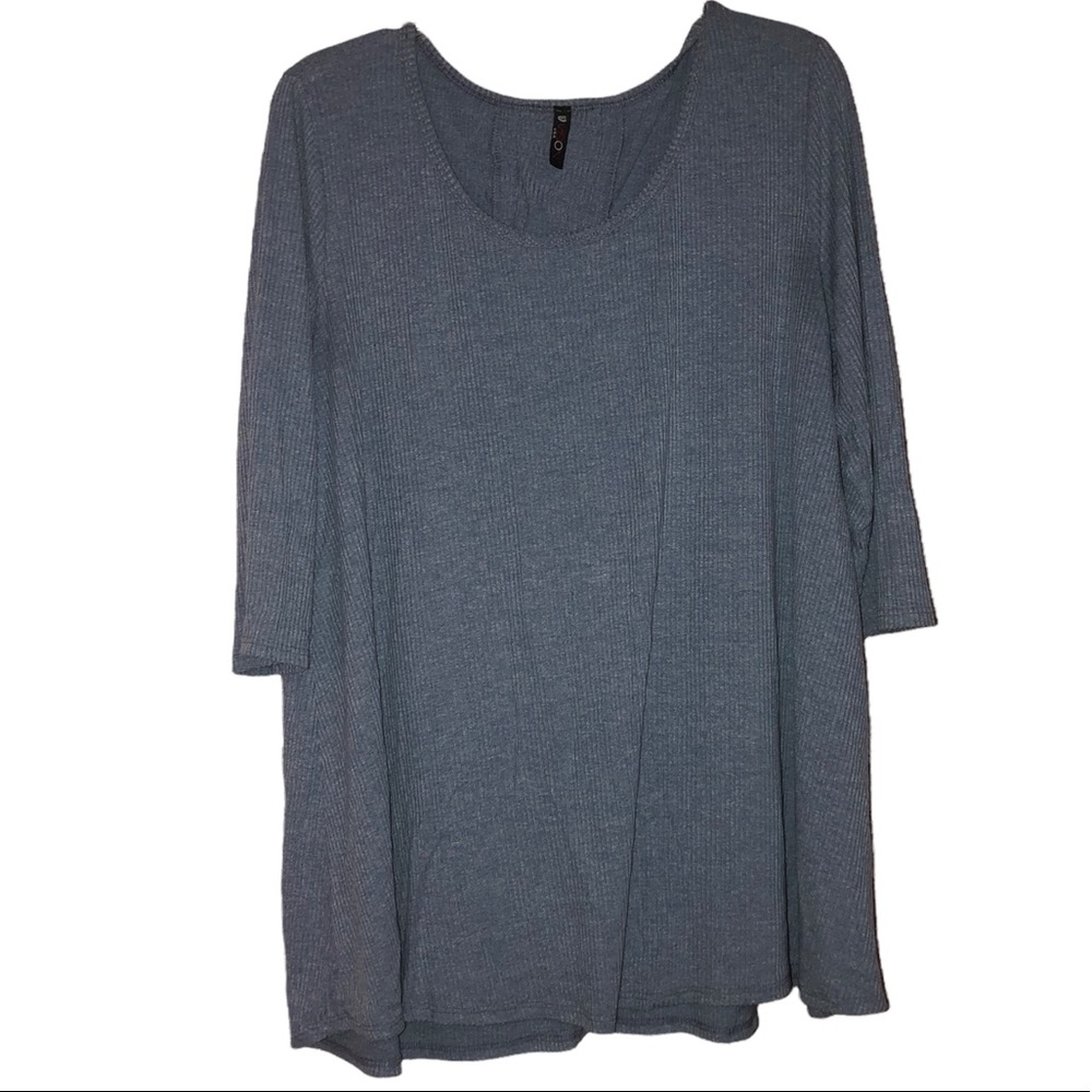 VIsion USA • Gray | Blue Cut Out • Tie - Up Back • Long Sleeve Top